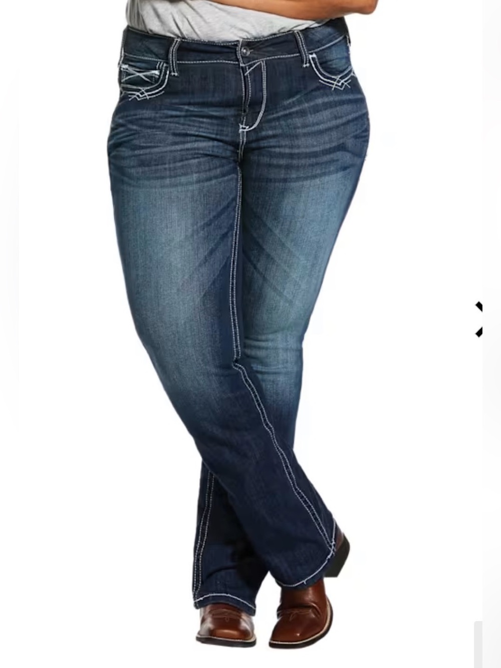 Ariat Indigo Bootcut Jeans with White Contrast Stitching 30R